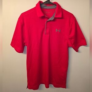 Under Armour Men’s Bright Red Polo with Gray Trim